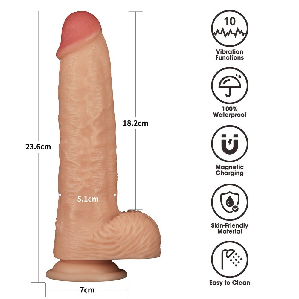 Dildo vibrante realistico 23,6 cm impermeabile 10 modalità vibrazione