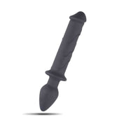 Angolazione laterale toy anale doppio uso in silicone nero opaco