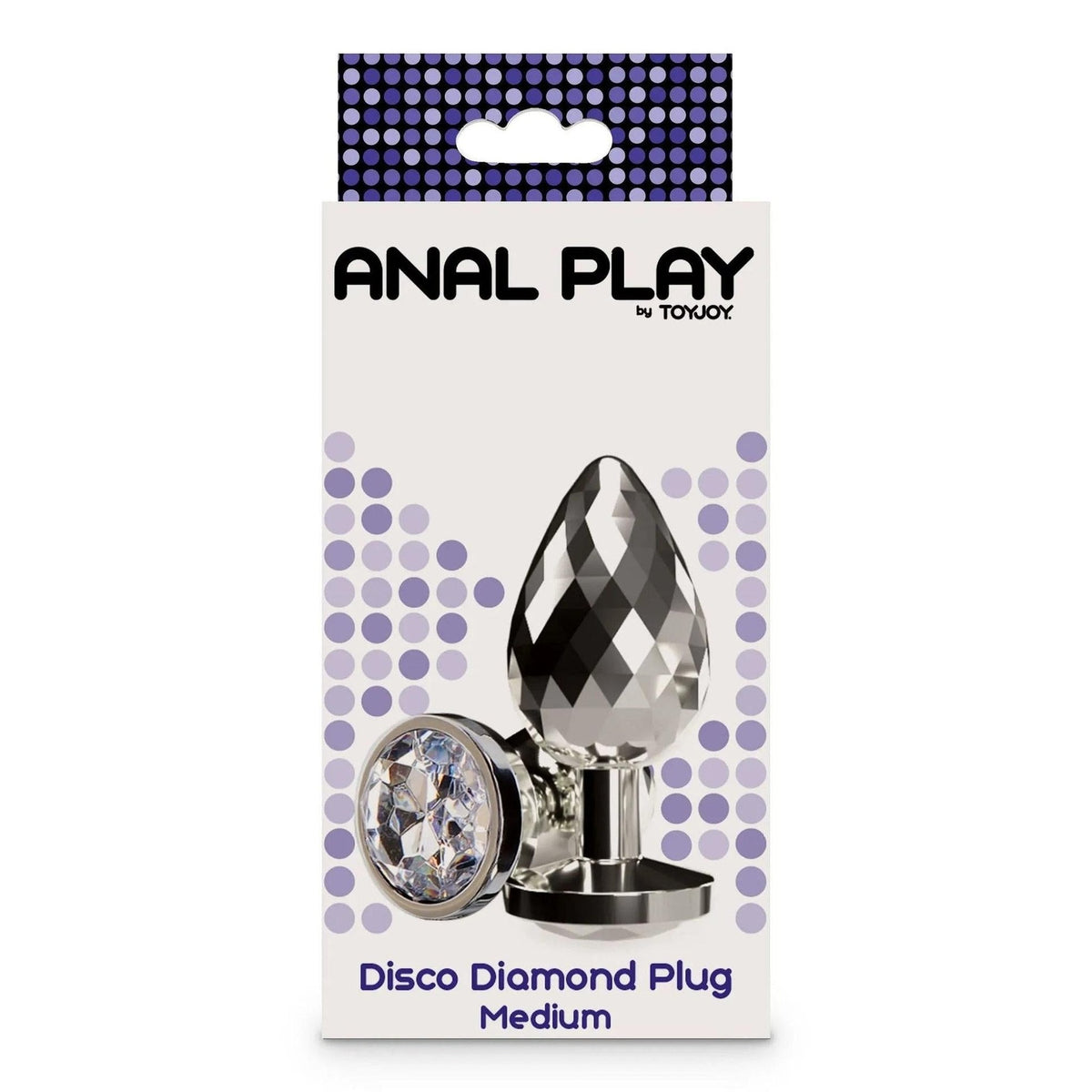 Confezione Disco Diamond Plug Medium ToyJoy scatola pois viola blu