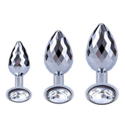 Tre taglie plug anali Disco Diamond vetro facettato effetto scintillante