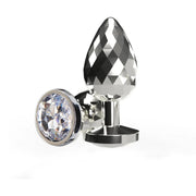 Plug anale Disco Diamond in vetro facettato con base argento e cristallo
