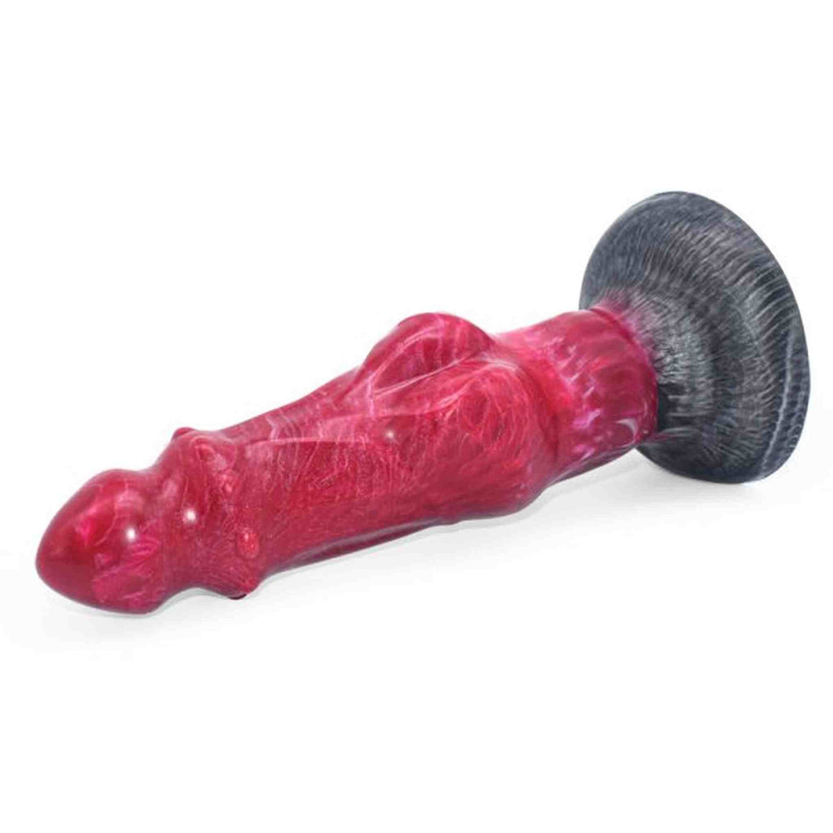 Angolo obliquo dildo silicone rosso lunghezza curvatura e base rigata