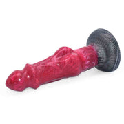 Angolo obliquo dildo silicone rosso lunghezza curvatura e base rigata