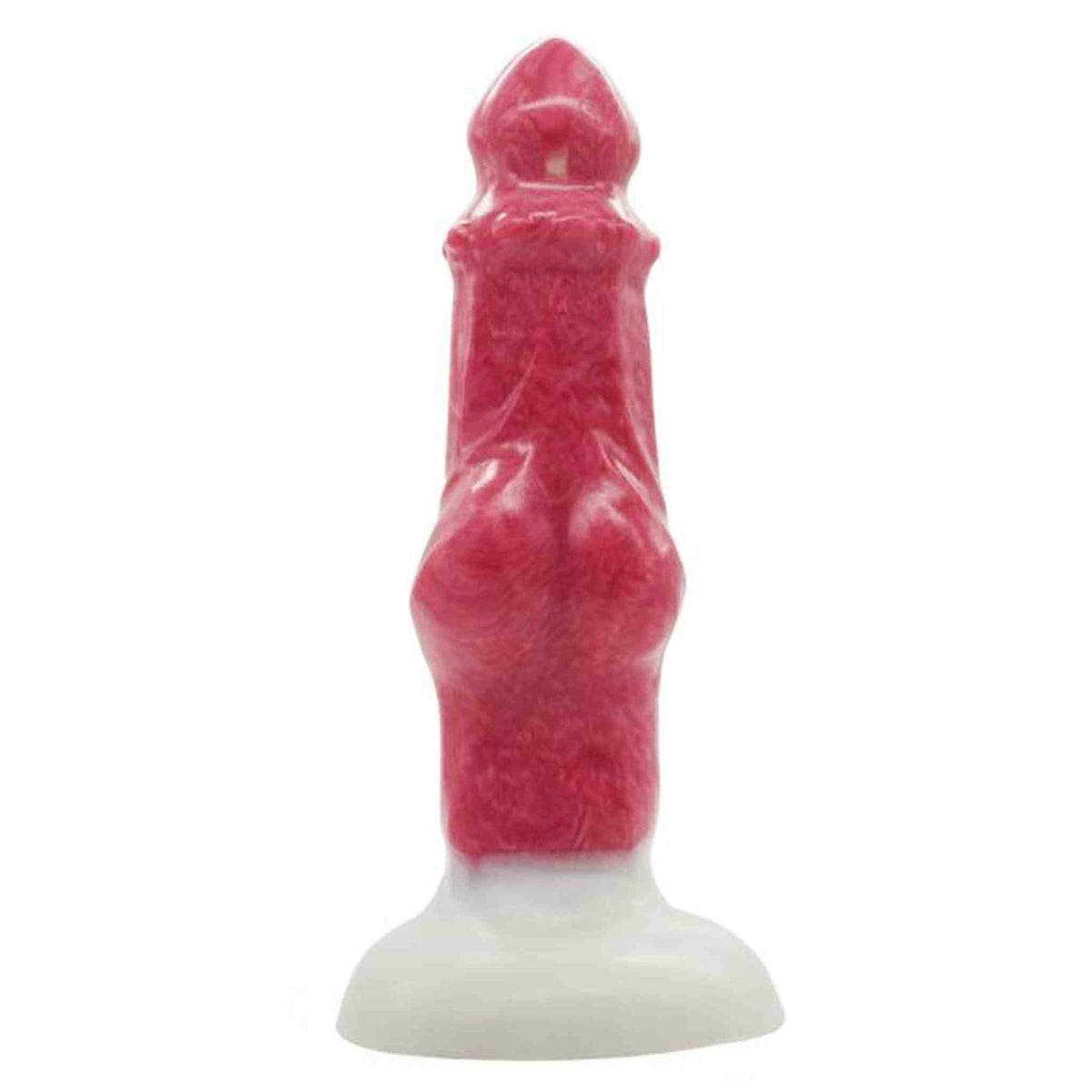 Dildo silicone rosa acceso con base bianca e protuberanza centrale
