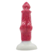 Dildo silicone rosa acceso con base bianca e protuberanza centrale