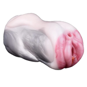 Vista laterale Dolfin masturbatore uomo silicone bianco con dettagli rosa e arancione