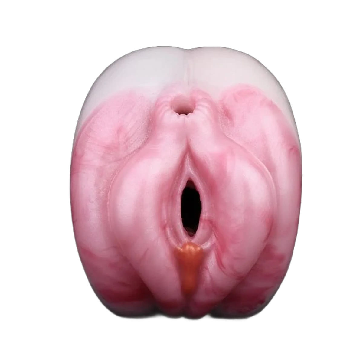 Dolfin masturbatore in silicone liquido rosa per uomini, dettaglio anatomico e apertura centrale