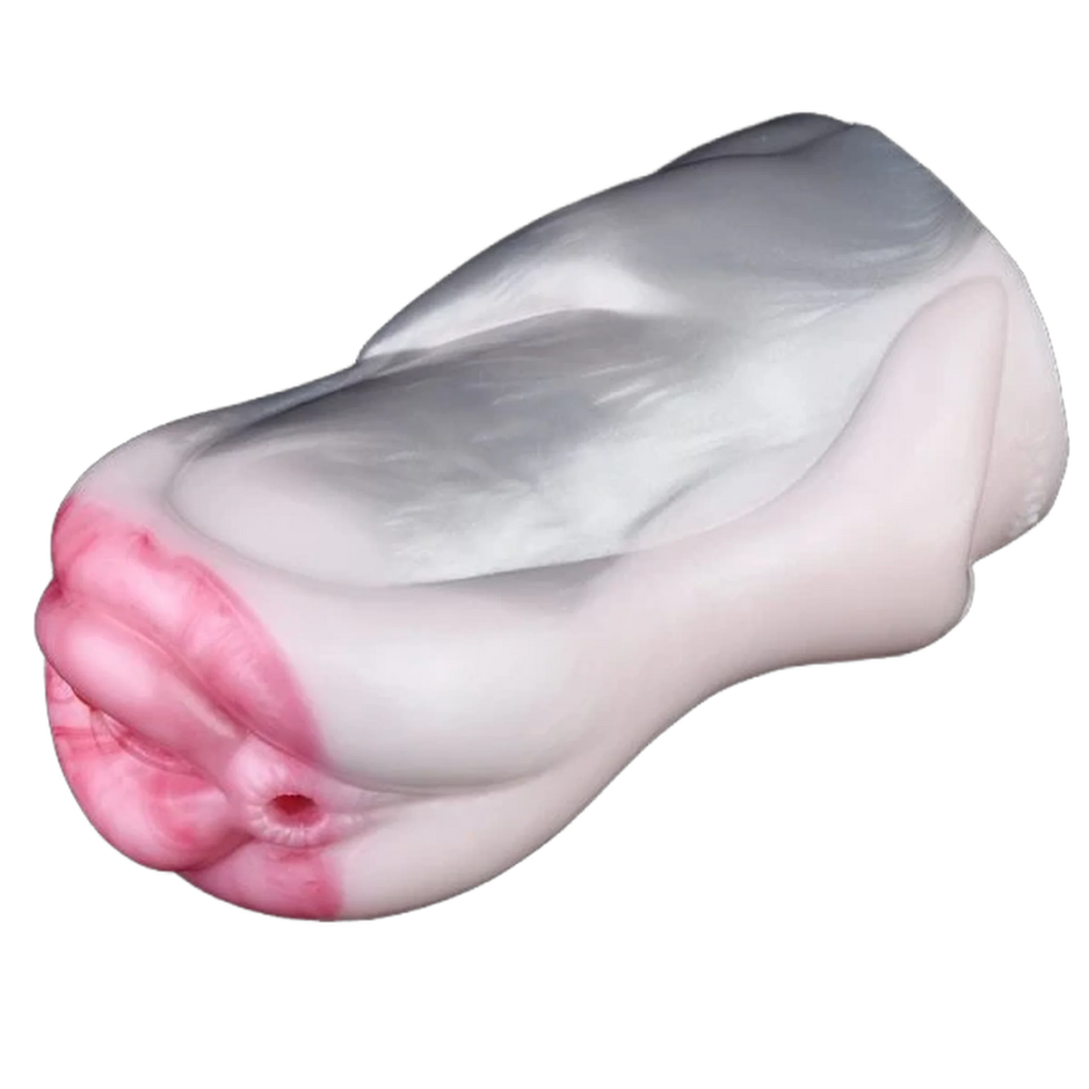 Angolo superiore Dolfin masturbatore silicone effetto marmorizzato apertura rosa