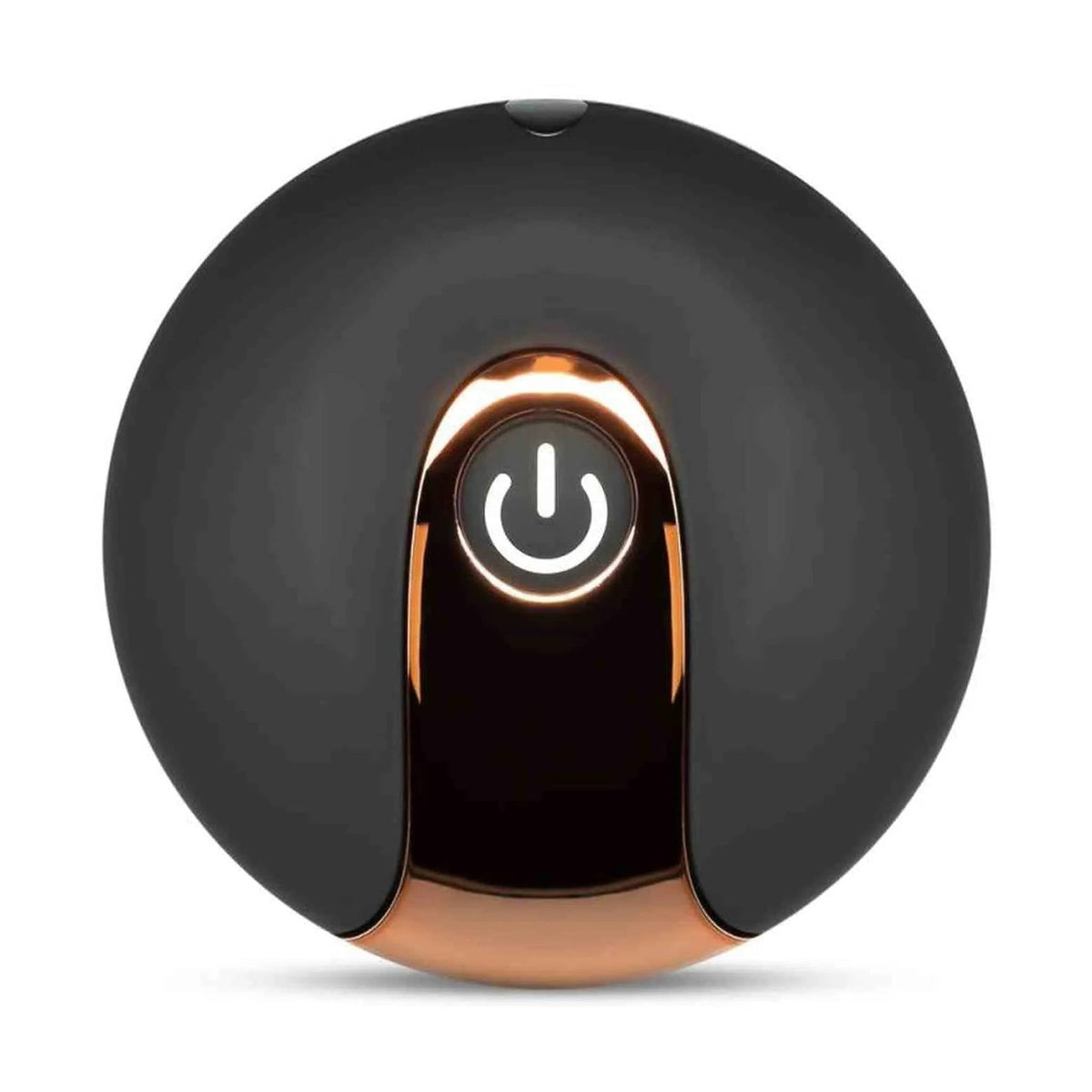 Telecomando circolare nero per ovetto vibrante con pulsante illuminato e bordo dorato