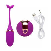 Ovetto vibrante viola Dolphin Egg con telecomando wireless e cavo di ricarica