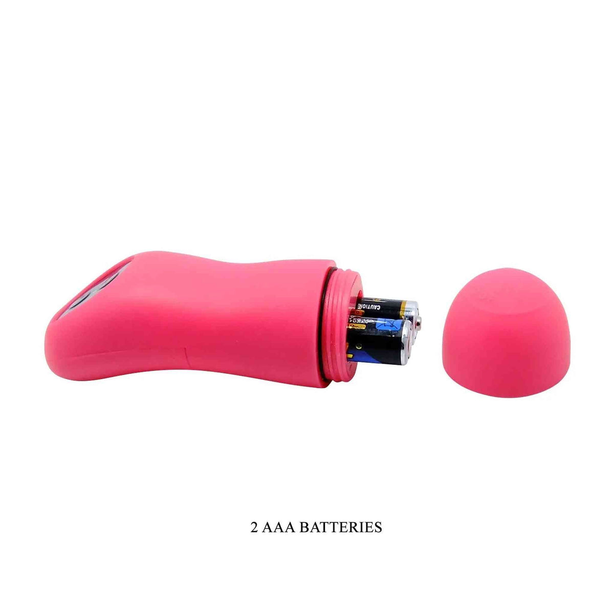 Stimolatore clitorideo wireless rosa con vano per due batterie AAA aperto