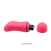 Stimolatore clitorideo wireless rosa con vano per due batterie AAA aperto