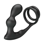 Stimolatore doppio nero in silicone opaco con texture a rilievo
