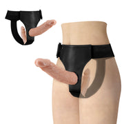 Strappone doppio Baile indossato su corpo femminile con dildo biforcuto carne laterale