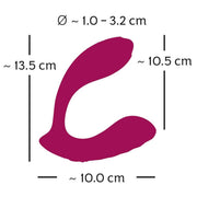 Schema misure vibratore flessibile colore bordeaux 13,5 cm