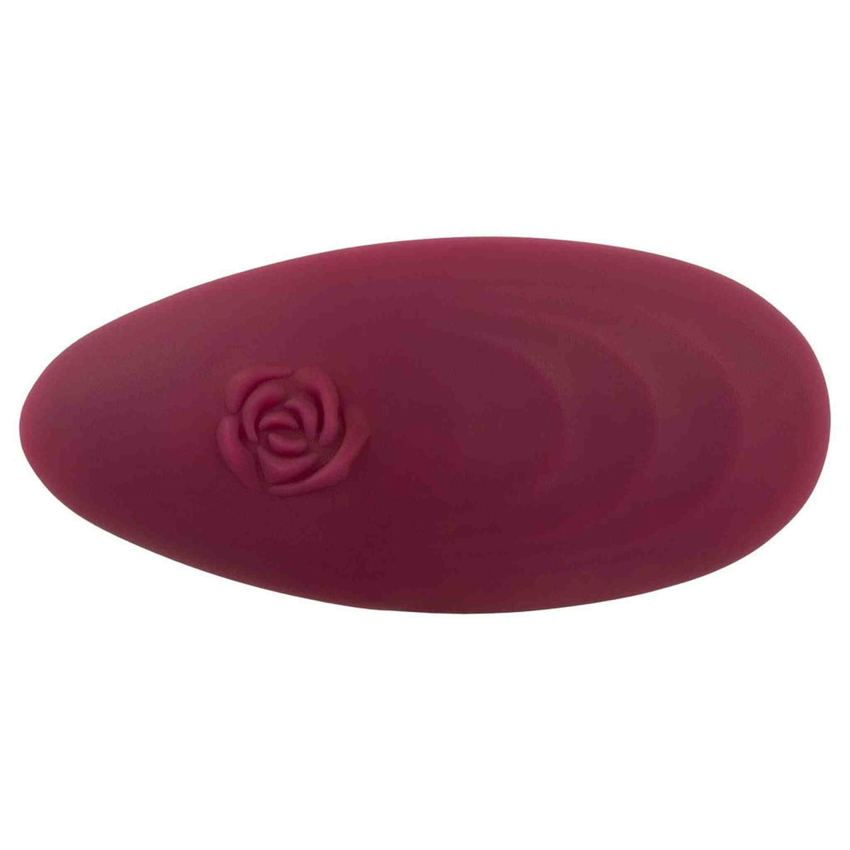 Telecomando vibratore colore bordeaux con incisione rosa stilizzata