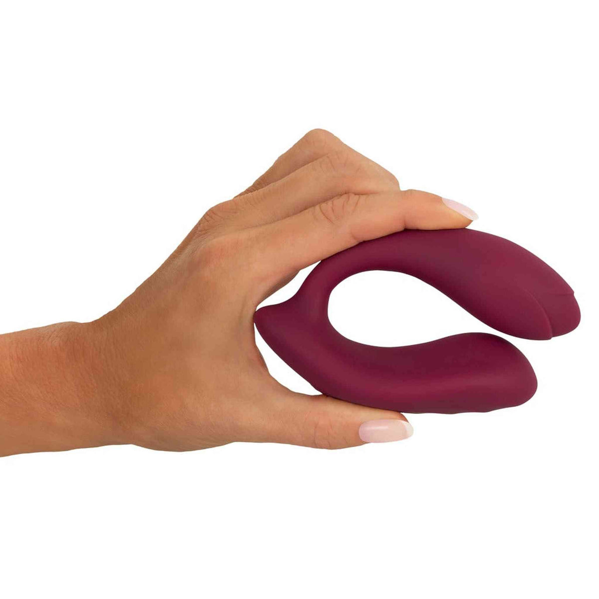 Vibratore flessibile a forma di C colore bordeaux in silicone morbido