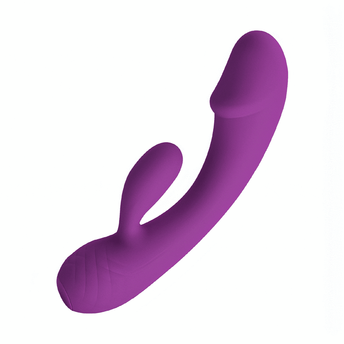 Vibratore rabbit viola angolato con base texture rilevata per aderenza