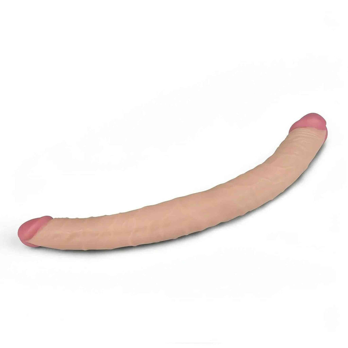 Doppio dildo rosa carne orizzontale con punte colorazione intensa