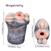 Misure e peso masturbatore doppio canale in silicone liquido grigio da 607g