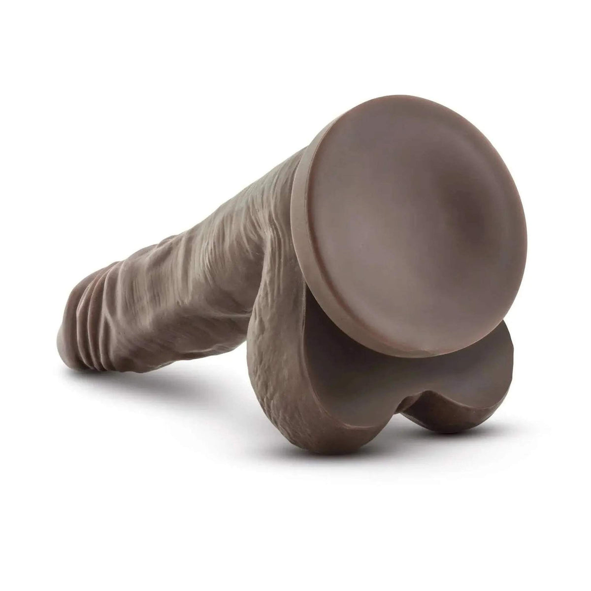 Dildo realistico marrone Dr. Skin 8.5 pollici con base piatta larga e texture pelle naturale