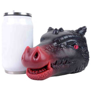 Testa di drago nera Phantom Dragon con occhio rosso e dettagli scaglie, in silicone flessibile lucido