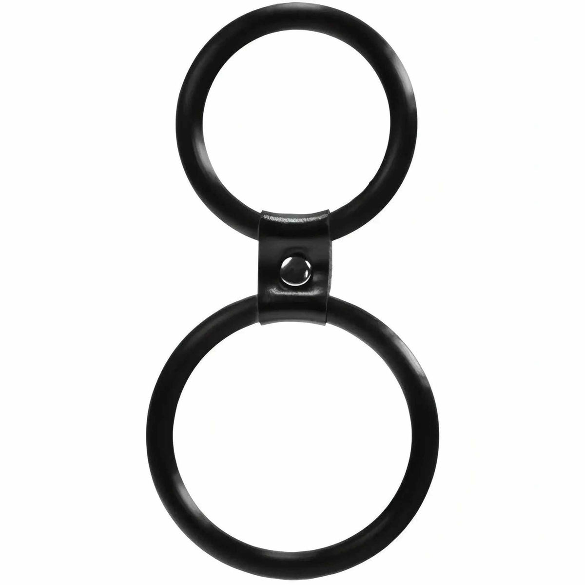 Cock ring doppio anello nero Linx in silicone con bottone metallico centrale