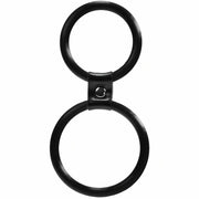 Cock ring doppio anello nero Linx in silicone con bottone metallico centrale