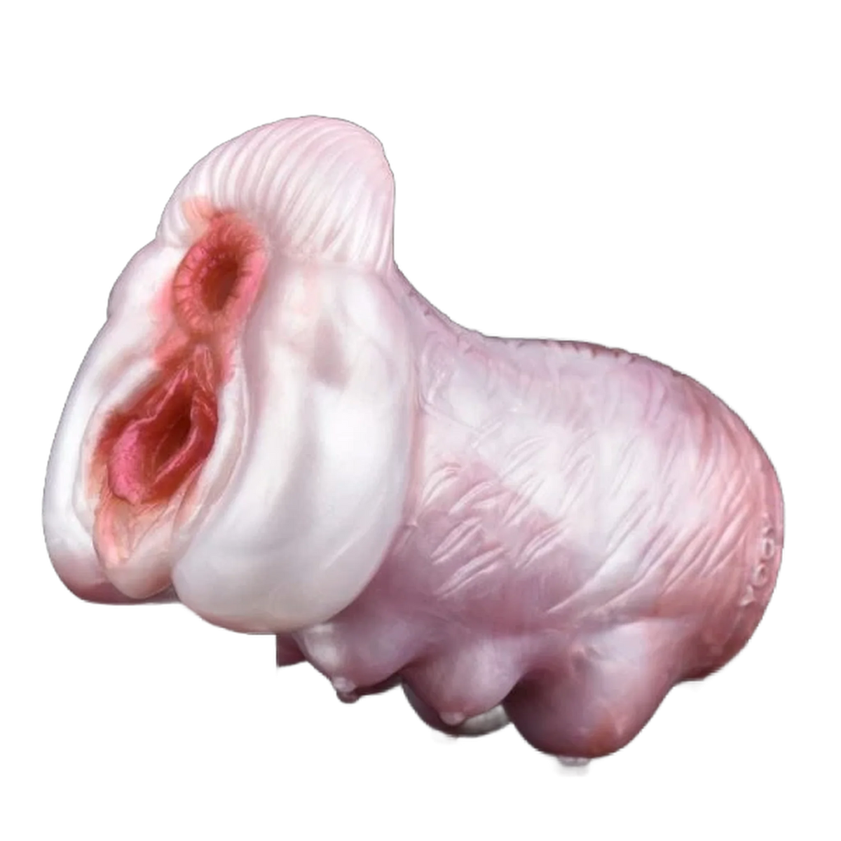 Masturbatore fantasy volpe a nove code silicone rosa con bocca anatomica e dettagli pelosi