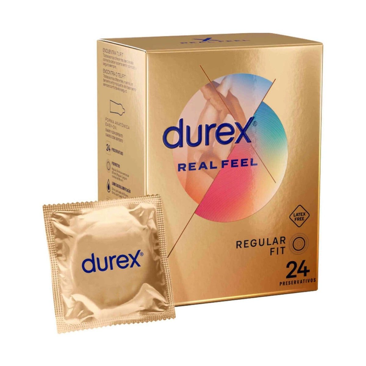 Durex Real Feel profilattici senza lattice confezione da 24 dorata con lubrificazione