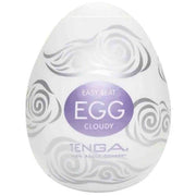Tenga EGG Cloudy masturbatore ovale bianco frontale con etichetta viola Easy Beat