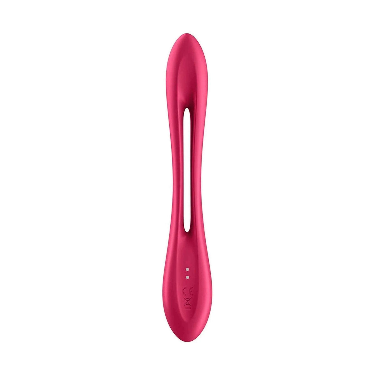 Dettaglio posteriore vibratore Elastic Joy rosso con porte di ricarica circolari