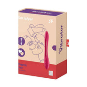 Scatola confezione vibratore Satisfyer Elastic Joy rosso con illustrazione stilizzata