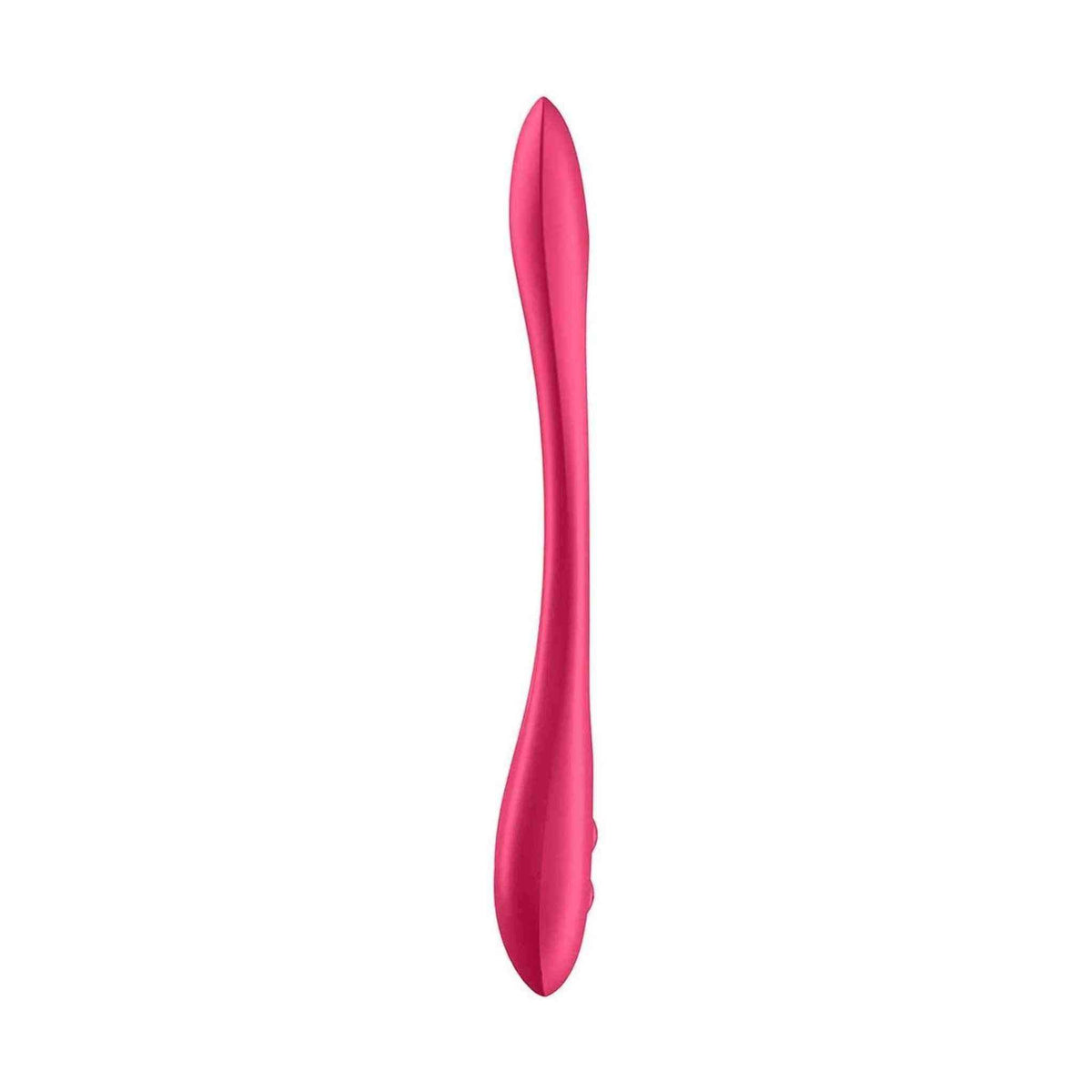 Vibratore rosso Satisfyer Elastic Joy con forma ergonomica curva su sfondo bianco