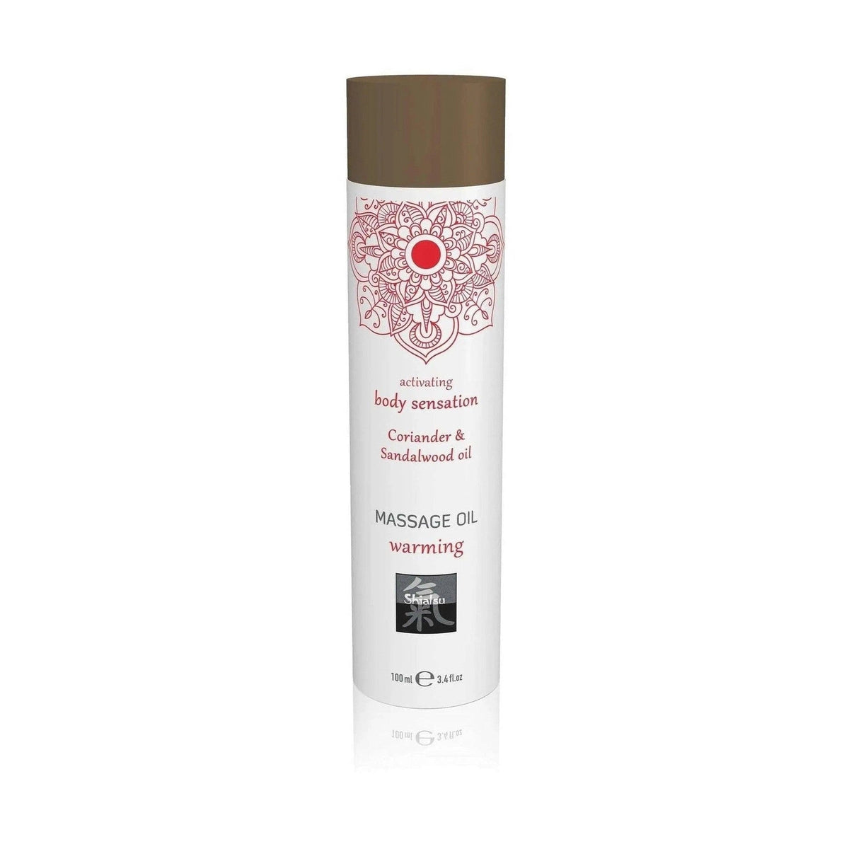 Olio da massaggio Shiatsu arancia e sandalo 100 ml bottiglia bianca con tappo marrone