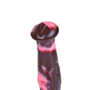 Dettaglio testa cappuccio dildo Eric in silicone lucido rosso e marrone