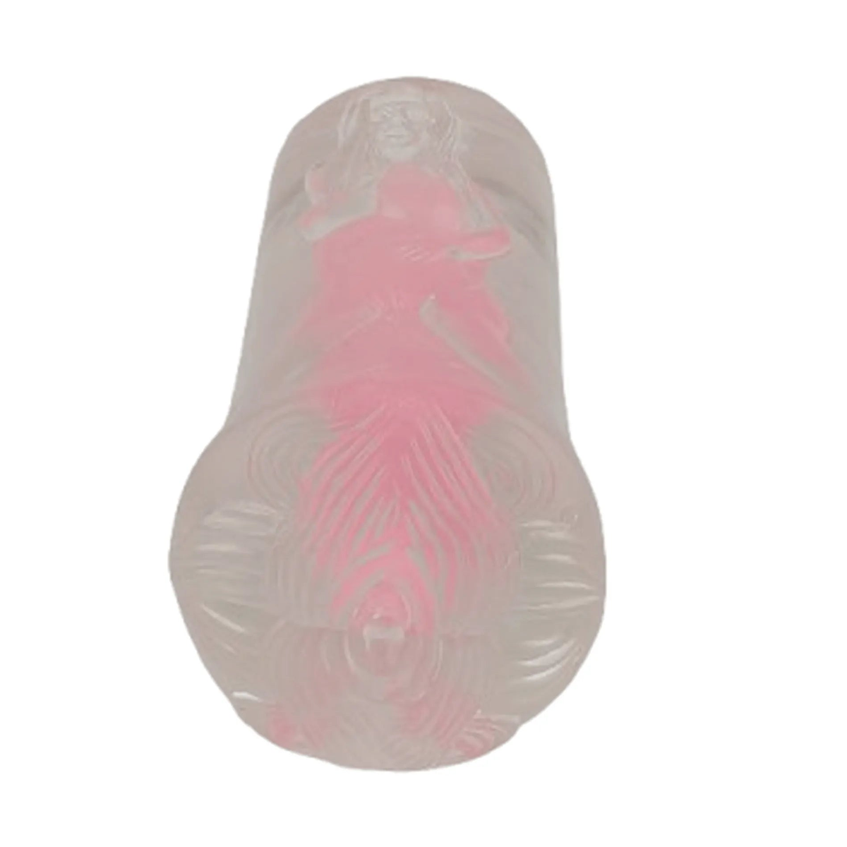 Masturbatore vibrante TPE allungato con figura femminile incisa e base a righe ondulate