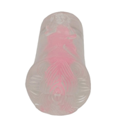 Masturbatore vibrante TPE allungato con figura femminile incisa e base a righe ondulate