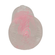 Masturbatore vibrante TPE traslucido con inserto rosa e texture a righe concentriche