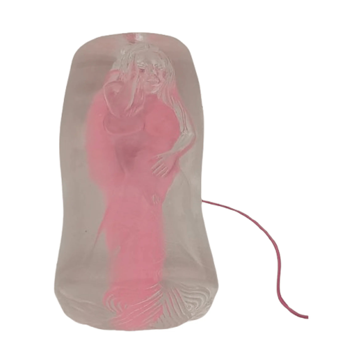 Masturbatore vibrante TPE con figura femminile incisa e cordicella di controllo rosa