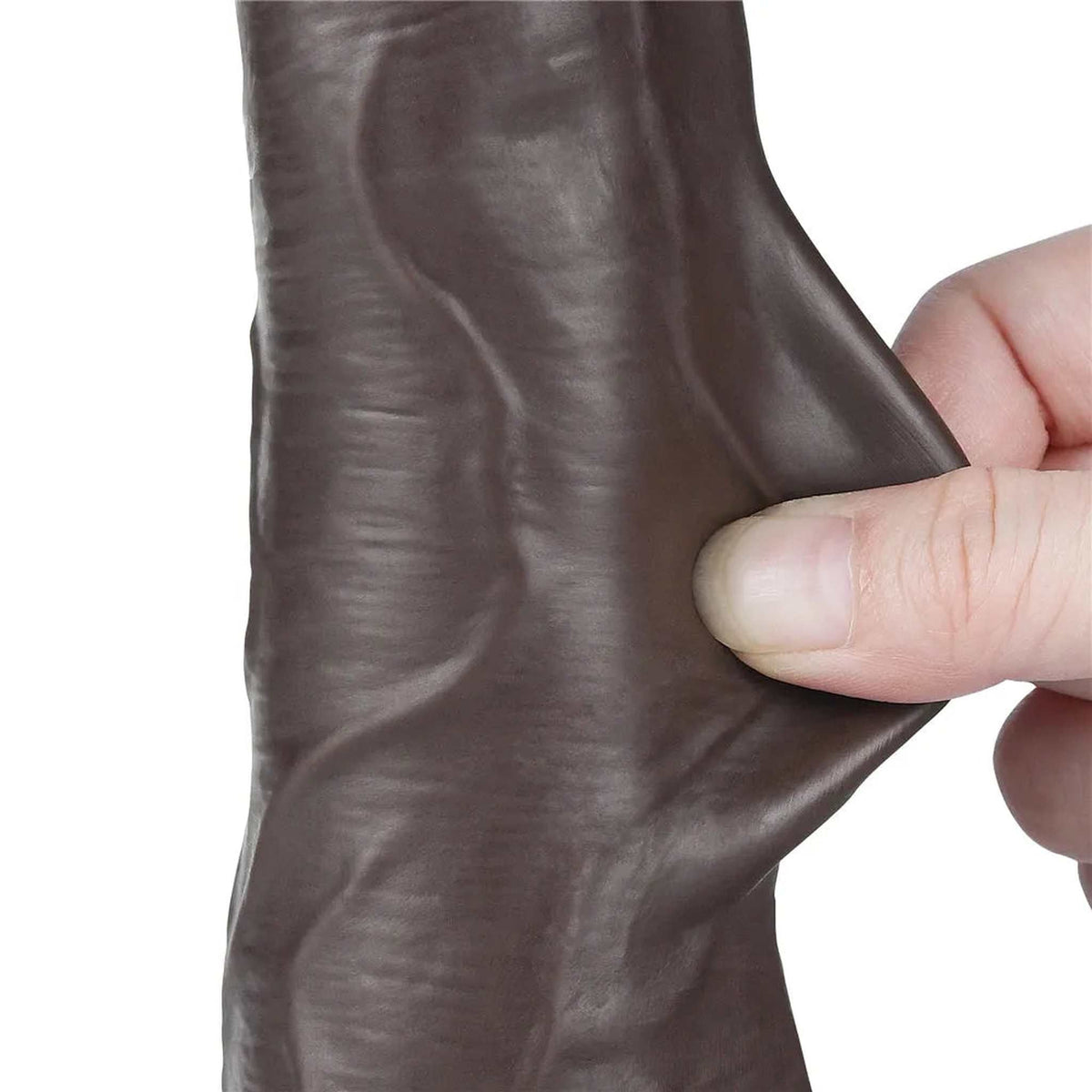 Texture pelle realistica dildo nero con lievi rilievi e deformabilità