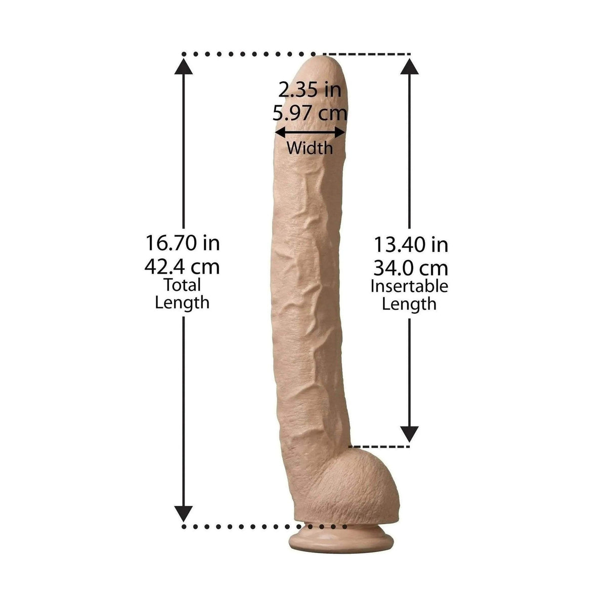 Dildo rosa carne Doc Johnson Rambone 42.5 cm con ventosa e texture venature