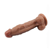 Vista laterale dildo realistico PVC mulatto con solchi anatomici