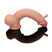 Dildo piegato a C su superficie nera riflettente, mostra massima flessibilità e curvatura