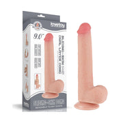 Dildo rosa carne SLIDING-SKIN DONG 9 pollici con confezione Lovetoy