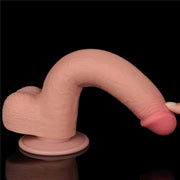 Dildo realistico rosa carne con ventosa rimovibile e texture rugosa sulla punta
