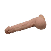 Dildo rosa carne diagonale con dettagli anatomici e ventosa