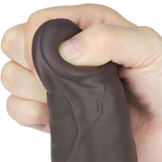 Dildo realistico nero in silicone opaco con testa arrotondata e venature