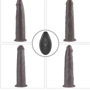 Griglia viste multiple dildo vibrante nero in silicone e telecomando wireless con pulsanti funzione