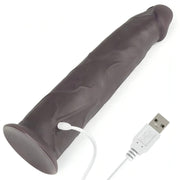 Dildo vibrante nero in silicone collegato a cavo USB bianco per ricarica rapida portatile